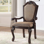 ZUN Beige and Espresso Arm Chairs with Arched Backrest B062P189083