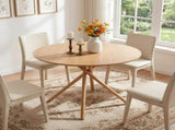 37.4 Inch Round Dining Table for 4-6 People, Cross X Metal Leg Kitchen Dinner Table with Adjustable 70685521