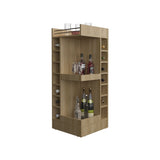 Lyman 46" Tall 3-Tier Corner Bar Cabinet with Fourteen Wine Bottle Cubbies, Living Room, Liquor B200P253732