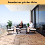 30 PCS Interlocking Deck Tiles Striped Pattern, 12" x 12" Square Yellow Acacia Hardwood Outdoor W2391P276697