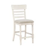 Antique White Finish Set of 2 Counter Height Chair Farmhouse Style Fabric Upholstered Seat Wooden B011P217870