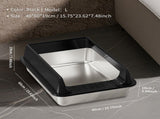 black L10 Stainless steel cat litter box, made of thickened material to prevent scratching and 67703074