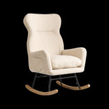 Modern Rocking Chair with High Backrest,Teddy Material Comfort Arm Rocker, Lounge Armchair for W244134105