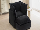 Modern Armchair Sofa 47" Cozy Upholstered Sofa Chair with Movable Ottoman, Wide Seat, Curved N719P292695B