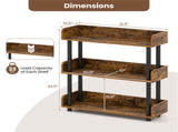 3-Tier Industrial Bookshelf with Anti-Falling Guardrails, 33 LBS Per Shelf Storage Organizer 30941632