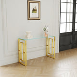 Console Table Stainless Steel Glass,Meal side table Golden Clear bs-02 76857135