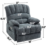 ZUN 23" Seat Width and High Back Large Size Blue Chenille Power Lift Recliner Chair with 8-Point W1803109170