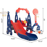 ZUN 5 in 1 Slide and Swing Playing Set, Toddler Extra-Long Slide with 2 Basketball Hoops, Football, W2181P149199