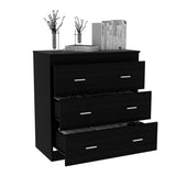 Georgia Three Drawer Dresser, Metal Handles, Superior Top -Black B07092062