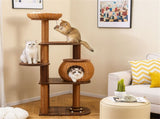 59.5" Rattan Woven Cat Tree with Cat Condo & Top Perch Multi-Level Cat Tower 56022291