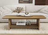 47 inch modern living room coffee table, double-layer rectangular coffee table with storage W1727P356434