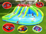 7 in1 Inflatable Water Park Three Slide with Blower Water Gun Sprinkler Fountain Climbing Wall for 40339182