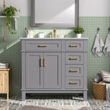 36" Gray Modern Bathroom Vanity with Ceramic Sink, Soft Close Doors, 4 Drawers for Storage, Elegant N729P253935E