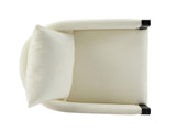 Linen Upholstered Armchair with Black Rubber Wood Legs in White N768P305168B