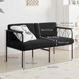 ZUN Cpintltr 47” W Futon Sofa Couch Modern Loveseat Sleeper Sofa Bed with Sturdy Metal Frame Teddy 97973075