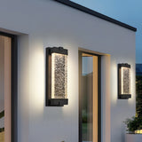 Black Aluminum Finish Outdoor Wall Light with Bubble Crystal Glass, LED Light Source, 3000K Warm W1340P239411