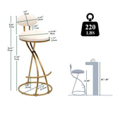 Round Bar Stool Armless Velvet Barstools with Back Set of 2 Upholstered Counter Chair for Dining W1757P167860