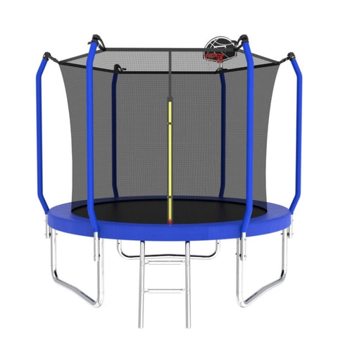 ZUN 10FT Trampoline with Basketball Hoop, ASTM Approved Reinforced Type Outdoor Trampoline with K1163P147143