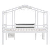 ZUN Twin Size Loft Bed with Ladder and Slide, House Bed with Blackboard and Light Strip on the Roof, WF324323AAK