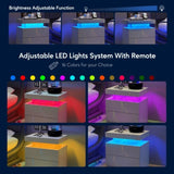 Nightstand LED Bedside Table Cabinet Lights Modern End Side with 2 Drawers for Bedroom W2178138743