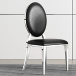 ZUN Leatherette Dining Chair Set of 2, Oval Backrest Design and Stainless Steel Legs 60238339