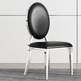 ZUN Leatherette Dining Chair Set of 2, Oval Backrest Design and Stainless Steel Legs 60238339