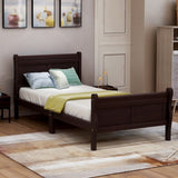 Wood Platform Bed Twin Bed Frame Mattress Foundation Sleigh Bed with Headboard/Footboard/Wood Slat WF192439AAP