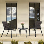 ZUN 3-Piece Patio Bistro Set, Outdoor Furniture Set with 2 Stackable Patio Dining Chairs and Glass 31111029