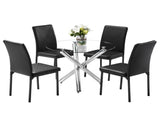 90*90*75cm Round Glass Dining Table Transparent Glass Table Leg Cross Design 73087134