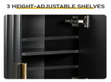 2-Door 3-Tier Slatted-Front Bathroom Wall Cabinet Melamine-Faced MDF 22.8*8*24.5in Black 32886927