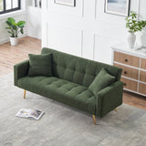 71.7 - inch Green Teddy Fleece Sofa Bed, accompanied by two charming throw pillows W3356P298510