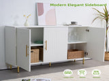 3-Door Large Storage Sideboard with Gold Handles for Kitchen, Dining Room and Living Room.55.12" W 67399892