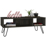 Vassel Coffee Table, Hairpin Legs, Two Shelves -Espresso B20091996