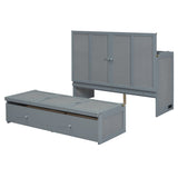 Full Size Murphy Bed with USB Port and a Large Drawer, Gray N708P205903E