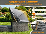 Gray Hand-Woven PE Rattan Dog Bed with Adjustable Canopy, Elevated Outdoor Pet Daybed with Washable 33187584