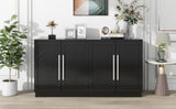 TREXM Sideboard with 4 Doors Large Storage Space Buffet Cabinet with Adjustable Shelves and Silver N715P192557B