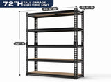 Heavy Duty Garage Shelving Unit, 5 Tier Metal Storage Shelves, Adjustable Garage Rack, 72H x 36W x 19600999