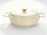 Cast iron 5QT cooking pot - ceramic white - comes with two silicone gloves - Enamel pot 06079080