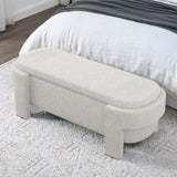 Linen Fabric Upholstered Bench with Large Storage Space for the Living Room, Entryway and W487P271463
