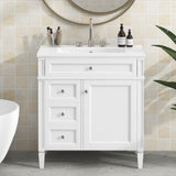 ZUN 30'' Bathroom Vanity with Top Sink, Modern Bathroom Storage Cabinet with 2 Drawers and a Tip-out N710P206904K