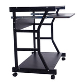 ZUN Moveable Four-wheel Computer Desk Black 05528576