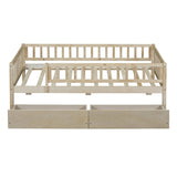 Twin Size Daybed Wood Bed with Two Drawers, Natural WF301864AAN