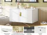 30" Vintage Bathroom with Ceramic Sink, with 3 Holes Single Ceramic Sink, Bathroom Storage N710P214100K