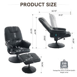 011-Massage Recliner Chair with Ottoman, 360&deg Swivel PU Leather Reclining Chair with Wrapped Base, 5 W2636P262429