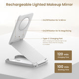 Travel Makeup Mirror with Lights, Portable 1X Vanity Mirror with 5X Lighted Magnification,72 LEDs 3 97128854