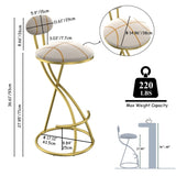 Round Bar Stools S-shaped Stripe Kitchen Stool Set of 2 Modern Velvet Upholstered Counter Chair for W1757P345494
