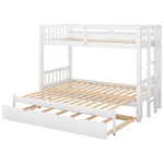 ZUN Twin over Pull-out Bunk Bed with Trundle, White 10828481