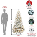 ZUN 6FT Pre-lit Flocked Christmas Tree with 760 Memory Wire Tips – Effortlessly Fluffed, Perfectly W1773P199066