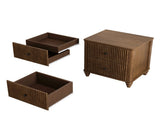 Fluted Nightstand 2-Piece Set, 21.65" Wide Side Table with 3 Drawers, Mid Century Modern Wood W5819P481407