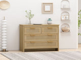 4 Drawers Rattan Cabinet,for Bedroom,Living Room,Dining Room,Hallways,Easy Assembly W75784351
